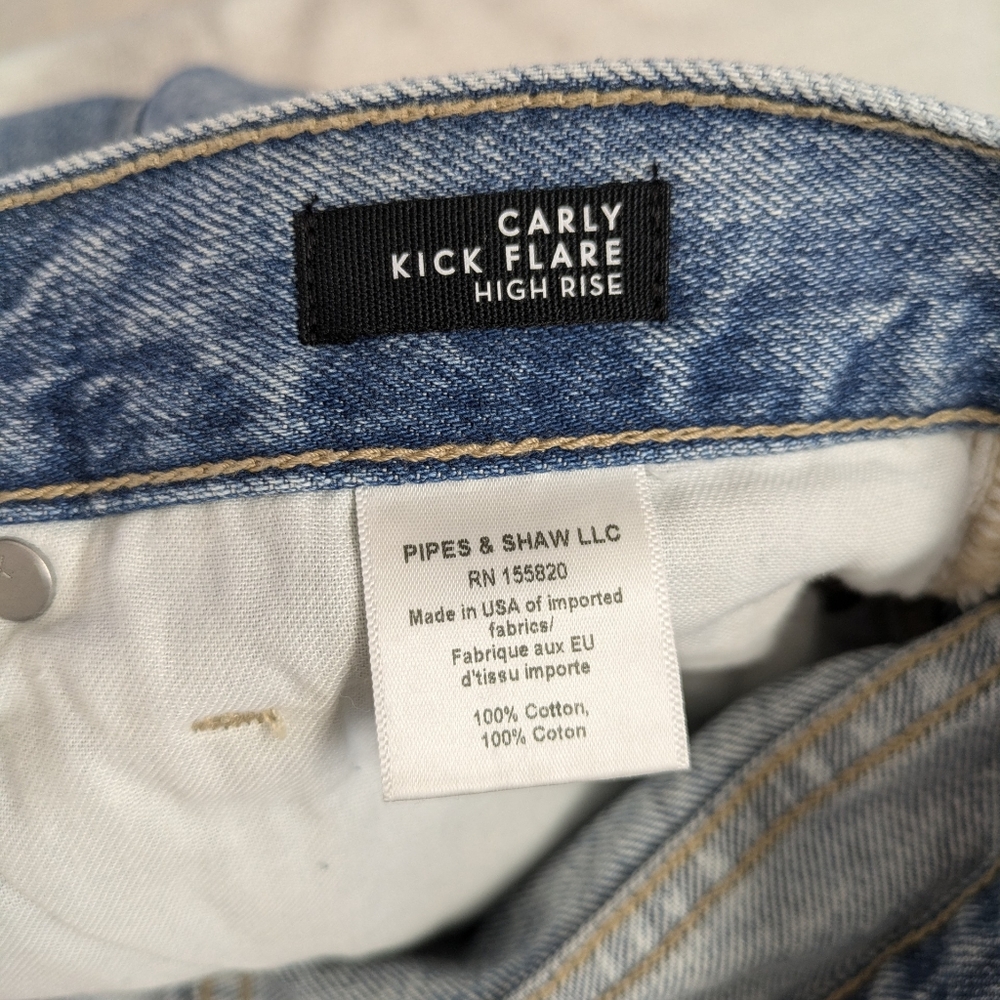 Veronica Beard Carly Kick Flare Jeans 100% Cotton Pebble Stone Blue 14/32 NWT - Picture 11 of 17